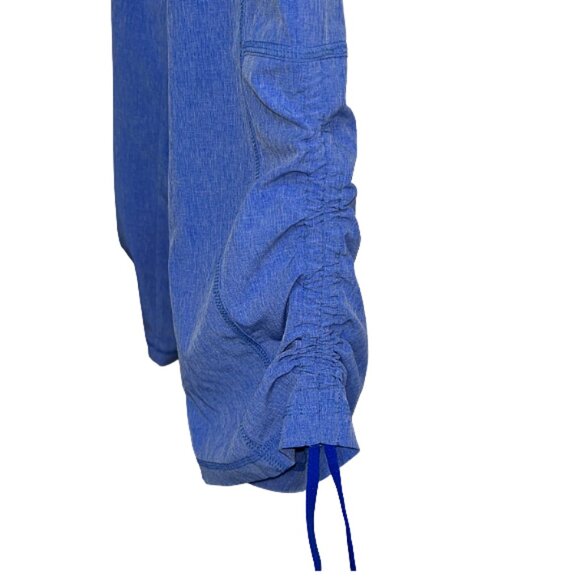 Athleta Ruched Capri Pants Sky Blue Ribbed Waistband Drawstring Cropped Size 0 - Picture 8 of 11